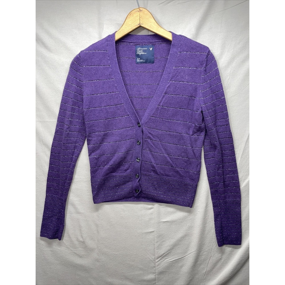 American Eagle Women's Small Purple Cardigan Sweater Button Down